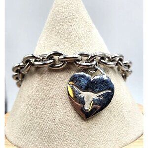 Texas Longhorns Silver-Tone Heart Charm Bracelet By Wincraft Inc.